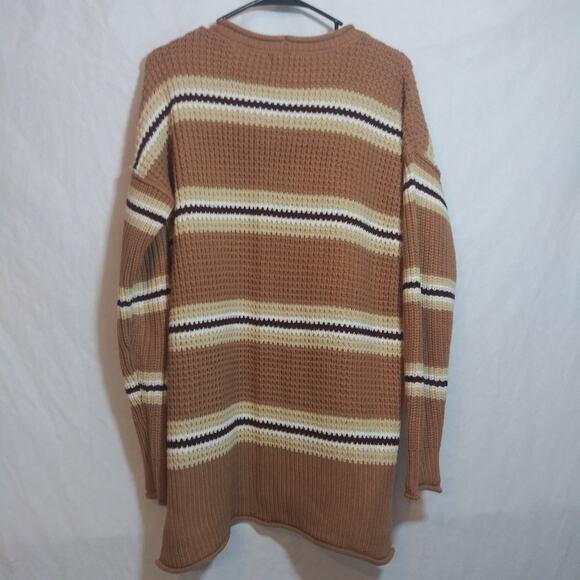 Pink Rose Knit Maple Striped Brown Textured Sweater Neutral Size XL - Picture 8 of 8